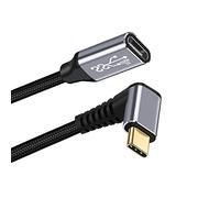 Cablecc, cavo dati USB-C USB 3.1 tipo C maschio ad angolo verso l'alto e verso il basso a femmina, cavo dati prolunga, 10 Gbit/s, 100 W, con custodia per laptop, 50 cm