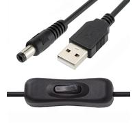 cablecc Cavo di prolunga con interruttore di accensione/spegnimento USB2.0 tipo A a spina DC 5,5x2,1 mm con pulsante di commutazione per lampada da scrivania DC 5 V, ventola, telecamera