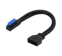 cablecc Cavo di prolunga da 5 Gbps USB 3.0 20 pin 19 pin maschio a basso profilo angolato a sinistra a femmina, 90 gradi per scheda madre