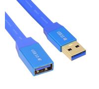 cablecc Cavo di prolunga USB 3.0 Tipo A maschio a USB 3.0 Tipo A femmina ultra piatto e sottile da 5 Gbps, blu, per dati di dischi SSD, fotocamere, 60 cm