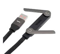 cablecc Cavo di ricarica rapida pieghevole USB-C tipo A da 65 W di tipo C con supporto per telefono integrato Doppio supporto durevole Staffa di ricarica maschio a maschio 150 cm