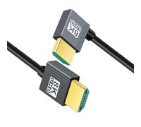 cablecc Cavo HDMI 2.1, da maschio a maschio, con angolo di 90 gradi a sinistra, 8K a 60 Hz, 4K a 120 Hz, 48 Gbps, ultra alta velocità, flessibile, cavo placcato oro, 0,5 m, per TV, monitor, computer
