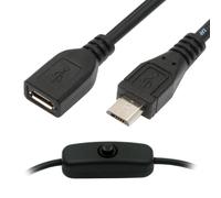 cablecc Cavo interruttore micro USB 2.0 con interruttore di accensione e spegnimento pulsante Micro 5 pin maschio a femmina per DC 5 V lampada da scrivania ventilatore fotocamera