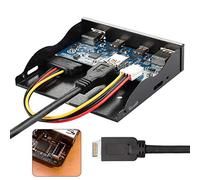 cablecc Cavo per scheda madre da USB 3.1 a USB-C e hub USB 3.0, 4 porte, pannello frontale, per floppy bay da 3,5"