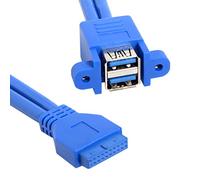 Cablecc - Cavo USB 3.0 impilabile per scheda madre, da USB 3.0 a 20 pin tipo pannello, doppia porta, 50 cm