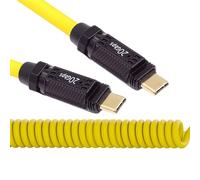 cablecc Cavo USB C a spirale da 20 Gbps 140 W USB4 Stretch 8K per tastiera da gioco, mouse da tipo C a maschio, cavo di alimentazione e dati, 180 cm, giallo