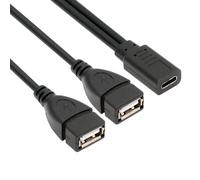 cablecc DC 5V USB-C femmina a USB 2.0 standard doppio tipo A femmina splitter cavo di ricarica di estensione