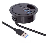 Cablecc Hub USB 3.0 a 2 porte Scheda Audio USB-C Sdoppiatore USB Passacavo da Scrivania 60mm Docking Station Cuffie Microfono Interfaccia Audio per PC Desktop da Scrivania(USB 3.0+3,5mm+Tipo-C)