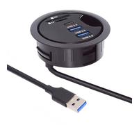 Cablecc Hub USB 3.0 a 2 porte SD TF USB-C USB Splitter 60 mm Desk Grommet docking station lettore di schede Micro-SD per PC desktop (USB3.0+USB-C+SD/TF)