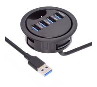 Cablecc - Hub USB 3.0 a 4 porte con splitter USB, passacavo da scrivania da 60 mm, stazione di docking per desktop PC da scrivania