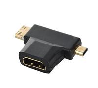 Cablecc Micro HDMI maschio Mini HDMI maschio a HDMI 1.4 femmina Adattatore combinato 2 in 90 gradi