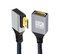 cablecc Mini HDMI 2.1 maschio 90 gradi angolo sinistro 8K tipo C a HDMI femmina cavo di estensione HDTV per videocamera DV, laptop, monitor portatile