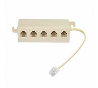 Cablecc, multipresa telefonica 6P4C a 5 uscite, sdoppiatore di cavi RJ-11 RJ-12, beige, 1 spina e 5 prese