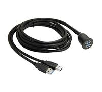 Cablecc - Prolunga con doppia porta USB 3.0, impermeabile, 1 m, cavo di estensione per il pannello del cruscotto dell’auto, montaggio a incasso