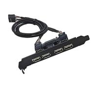 cablecc Quattro prese USB 2.0 per pannello di montaggio interno su cavo scheda madre Baffle a 9 pin con alimentazione SATA aggiuntiva e supporto da 12 cm
