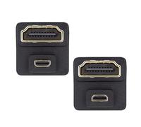 cablecc Set di 2 adattatori da micro HDMI 1.4 tipo D maschio a HDMI femmina, a forma di U opposta, angolati verso l'alto e verso il basso, con estensione a 360 gradi