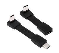 cablecc Set di 2 cavi di prolunga USB5.0 FPC piatto sottile maschio a maschio e femmina con angolo verso l'alto a 90 gradi 80Gbps 240W 16K 8K 60Hz 5K compatibile con USB4.0 Thunderbolt 40Gbps nero