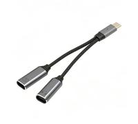 cablecc USB-C a Dual-C Femmina Audio DAC AUX Musica 16bit 48kHz e Cavo di Alimentazione PD 100W per Laptop Tablet Telefono