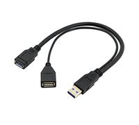 CableccBlack USB 3.0 Maschio a Doppia USB Femmina Extra Power Data Cavo di prolunga Y per Hard Disk Mobile 2,5"