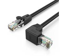 CableCreation Cat6 Networking, Cavo LAN angolare 90° (1 m), RJ45 per Ethernet Cat6, Ethernet verso il basso con inclinazione dorata da 50", nero