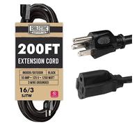 Cablectric Cavo di prolunga resistente alle intemperie da 61 m, 16/3 SJTW lungo 200 piedi per esterni, cavo di prolunga a 3 poli, cavo di alimentazione esterno resistente, ideale per luci esterne