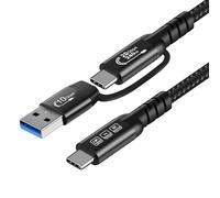 CABLEDECONN Estensione dati USB C 3.2 20Gbps USB2.0 A a C 10Gbps staccabile 0,5 m 1 ft maschio a maschio cavo 240 W Ricarica rapida 8K Ultra HD Video Data Connection Linea di alimentazione