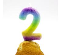 CABLEPELADO - Candela di compleanno - celebrazione - senza tossici - senza fumo - Numero di torta - Facile da posizionare - Numero 2 - Multicolore