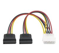 CABLEPELADO Cavo adattatore divisore di alimentazione da 4 pin maschio IDE Molex | LP4 a 2X 15 pin SATA | 18 AWG | Adatto per HDD, SSD, CD-ROM | 15 cm (2x SATA)