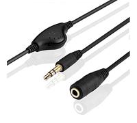 CABLEPELADO Cavo prolunga audio stereo jack 3,5 mm con controllo volume, maschio a femmina | per altoparlanti, cuffie, cellulare, tablet, MP3 | nero | 1 metro