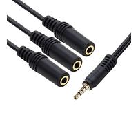 CABLEPELADO Cavo splitter jack da 3,5 mm con microfono 4 pin | Cuffie splitter a 3 vie da 3,5 mm | TRRS | Compatibile con Compatibile con PS5 / PS4, Cuffie, Altoparlante, PC, Cellulare | Nero | 50cm