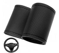 CABLEPELADO - Custodia per volante in pelle microfibra per cucire | Adatto per diametro 37-38 cm | Protezione antiscivolo con ago e filo | Nero con filo nero