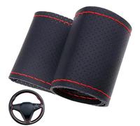 CABLEPELADO - Custodia per volante in pelle microfibra per cucire | Adatto per diametro 37-38 cm | Protezione antiscivolo con ago e filo | Nero con filo rosso