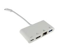 Cables Direct USB3C-HDMI-COMBO USB 3.2 Gen 1 [3.1 Gen 1] Type-C Bianco (15cm Leaded USB Type-C to HDMI, USB & Gigabit Adapter with PD Function) - Nouvo