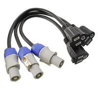 CablesOnline, 3-Pack 1ft. 16AWG Stage Lighting Fixture Gray-Blue Power-Out Connector to 3-Prong NEMA 5-15R Female Power Adapter Cable, PC-KB601-3