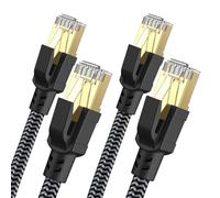 CABNEER Cavo Ethernet 1,5 m 2 pezzi, RJ45 Cat 8 cavo di rete 40 Gbps 2000 MHz ad alta velocità S/FTP cavo, nylon intrecciato doppia schermatura LAN cavo Internet compatibile con router Modem TV