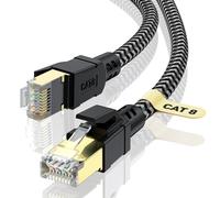 CABNEER Cavo Ethernet 20M, RJ45 Cat 8, cavo di rete 40 Gbps 2000 MHz ad alta velocità S/FTP Cavo, Nylon intrecciato Dual Schermatura LAN Cavo Internet, compatibile con router Modem TV