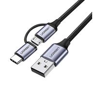 Cabo UGREEN USB - Micro USB/USB Tipo C 2 in 1 2,4 A 1 m Preto (30875)