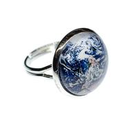 Cabochon Anello Globus Satellitenbild Mondo Miniblings All Spazio Satellite Blu