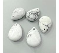 Cabochon in pietra a forma di goccia d'acqua da 18x25 mm, ciondolo in occhio di tigre, gemme di lapislazzuli, perline cabochon per la creazione di gioielli, anelli, collane - 34. Howlite - 5 pezzi