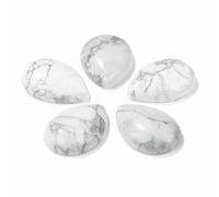 Cabochon in pietra a forma di goccia d'acqua da 18x25 mm, ciondolo in occhio di tigre, lapislazzuli, perline cabochon per la creazione di gioielli, anelli, collane - 24. Howlite - 5 pezzi