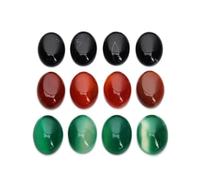 Cabochon in Pietra Ovale in Agata Nera 10 Pezzi 10x14 Mm | Kit per Creare Gioielli, Base Piatta Ovale, per Decorazioni su Anello e Applicazioni su Vaso o Orologio