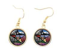 Cabochon in vetro ciondolo gotico Wiccan Star accessori prega per la felicità regalo per gli amici piccoli orecchini a perno in argento