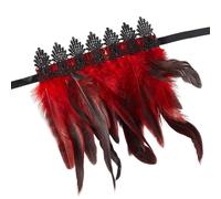 CABODYALS 1 paio di Guanti In Pizzo con Piume, Ali D Angelo Floreali Rosse, Polsini, Polsini In Maglia Gotica, Manicotti Da Strega, per Donne, Cosplay, Feste di Halloween, Spettacoli, Accessori per Co