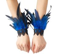 CABODYALS 1 paio di Polsini con Piume, Guanti In Pizzo Da Polso, Blu, Floreali, Ali D Angelo, Bracciale In Maglia Gotica, Manicotto Da Braccio con Cigno e Strega, per Donne, Cosplay, Feste di Hallowee