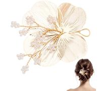 CABODYALS 1 Pezzo di Accessorio per Capelli con Fiore Dorato Ornamento Floreale in Metallo con Perle Fermaglio per Capelli da Sposa Forma di Petalo Decorativo Accessorio per Capelli in Lega per Do