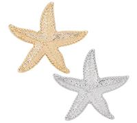 CABODYALS 1 Scatola 2 pezzi Spilla A Stella Marina Dorata Spilla A Stella Marina Argentata Da Bavero Spille Estive Placcate Costiere In Lega Spille Da Spiaggia Animali Oceanici Marini Set per Donna Uo