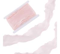 CABODYALS 10 m di Nastri Rosa, Organza Trasparente, Chiffon Trasparente, Dolce Rosa, Nastro di Seta Trasparente, Rotolo di Filato con Rocchetto per Cucire, Realizzare Gonne per Abiti, Decorazioni per
