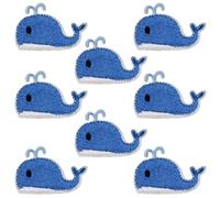 CABODYALS 10 pz. Toppa Ricamata A Forma di Balena Blu, Cartone Animato, Animale Dells'Oceano, Da Cucire, Toppe Carine, Da Stirare, Da Riparare, Emblema, Sfuso per Cucire, Realizzare Artigianato, Vesti