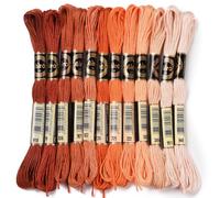 CABODYALS 12 matassa 105 iarde 6 capi Filo Da Ricamo Variegato Arancione Sfumato Crewel Braccialetto dells'Amicizia Filo Sfuso Punto Croce Filo colonneto per La Creazione di Gioielli Cucito A Mano Art