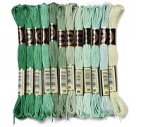 CABODYALS 12 matassa 105 iarde 6 fili Filo Da Ricamo Variegato Verde Sfumato Crewel Braccialetto dells'Amicizia Filo Punto Croce Filo colonneto Filo Sfuso per Cucito A Mano Gioielli Ricamo Lavoro A Ma